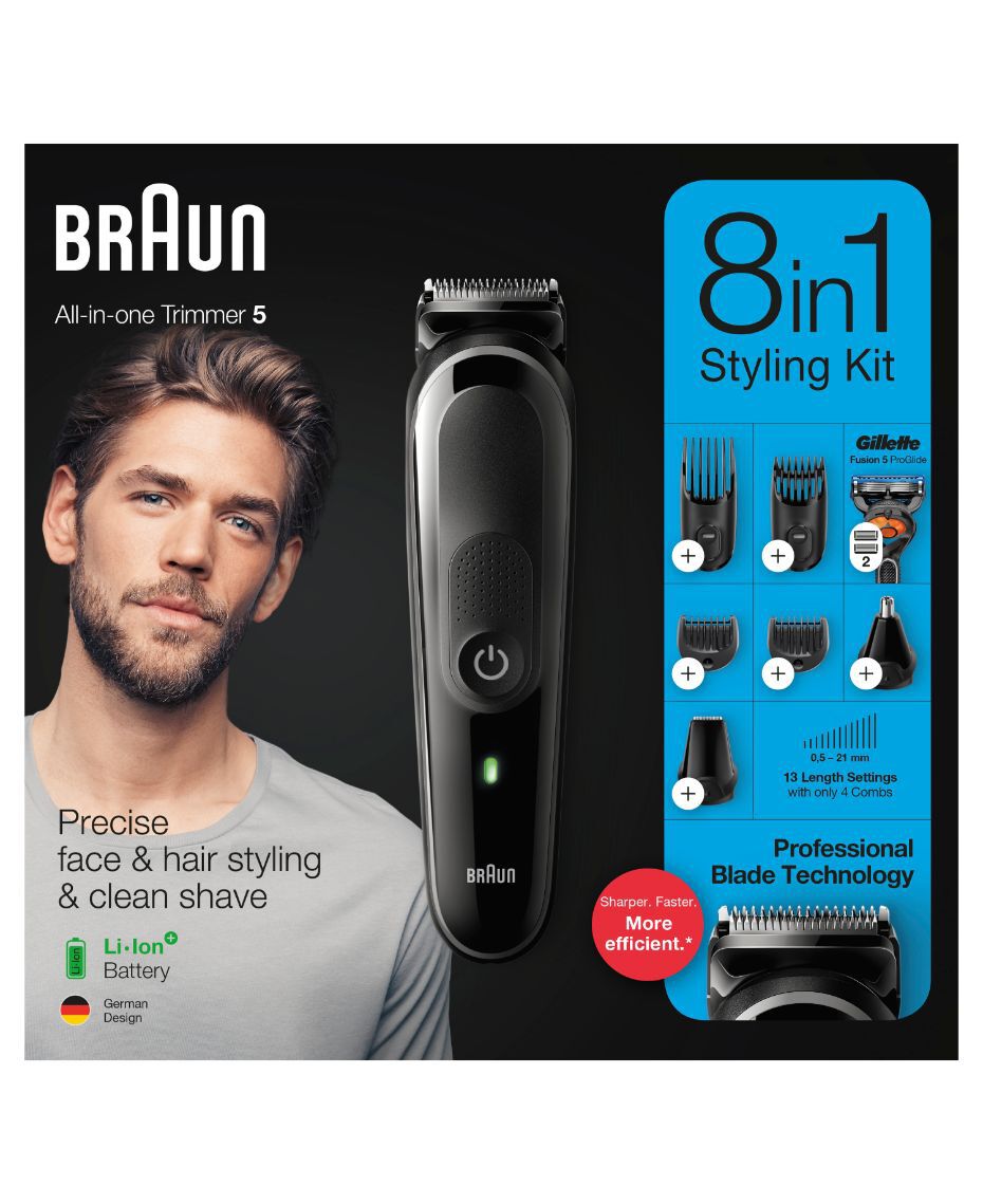 Braun 8in1 trimmer with 6 attachments and Gillette Fusion5 ProGlide